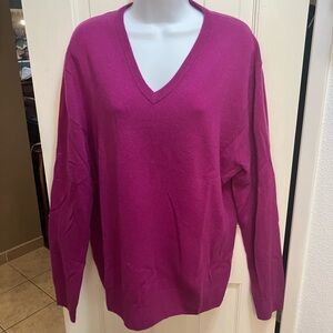 Women's V-Neck Sweater - Pink XL